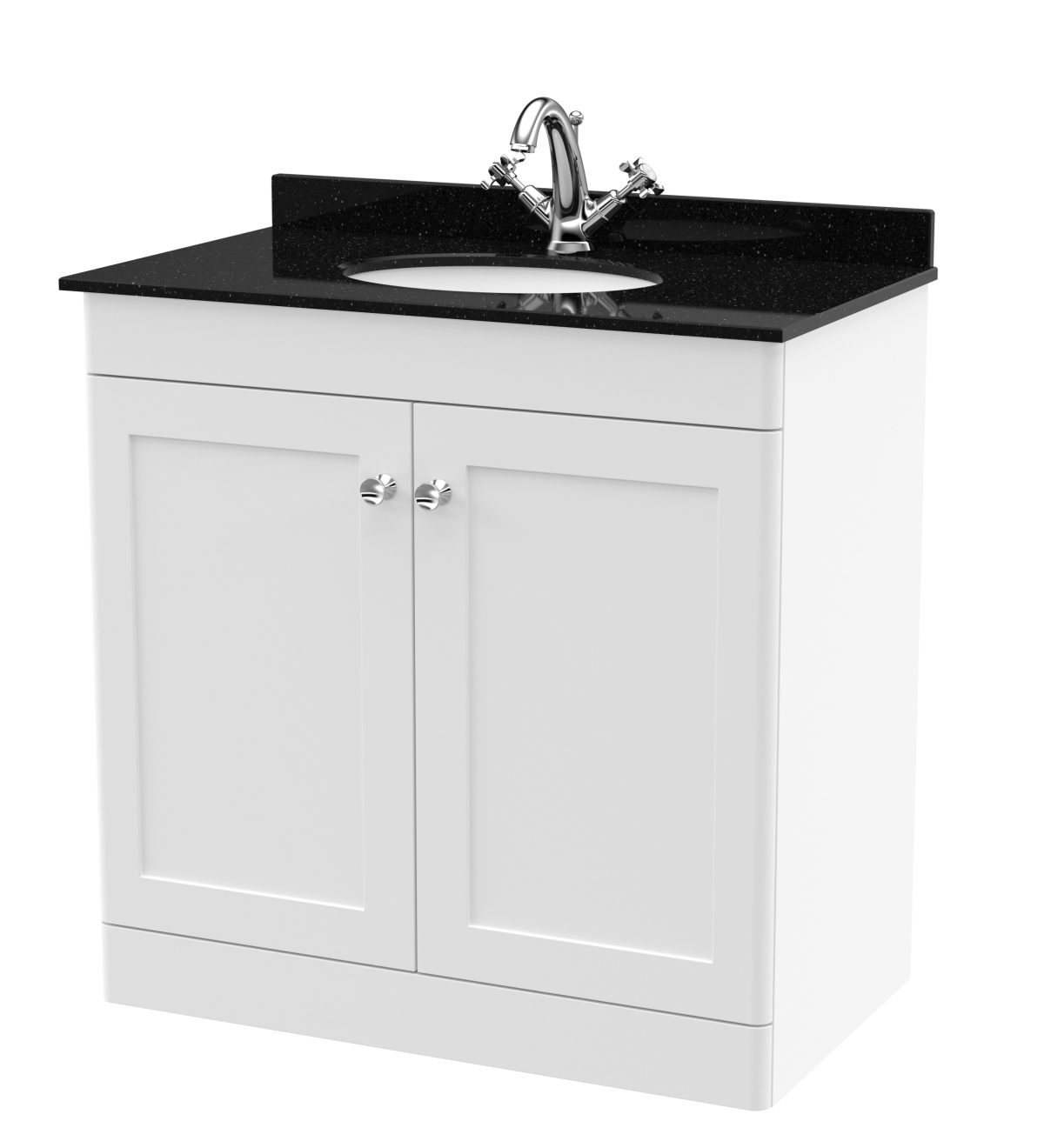 800mm Floor Standing 2 Door Vanity & Marble Top 1TH - Image 1