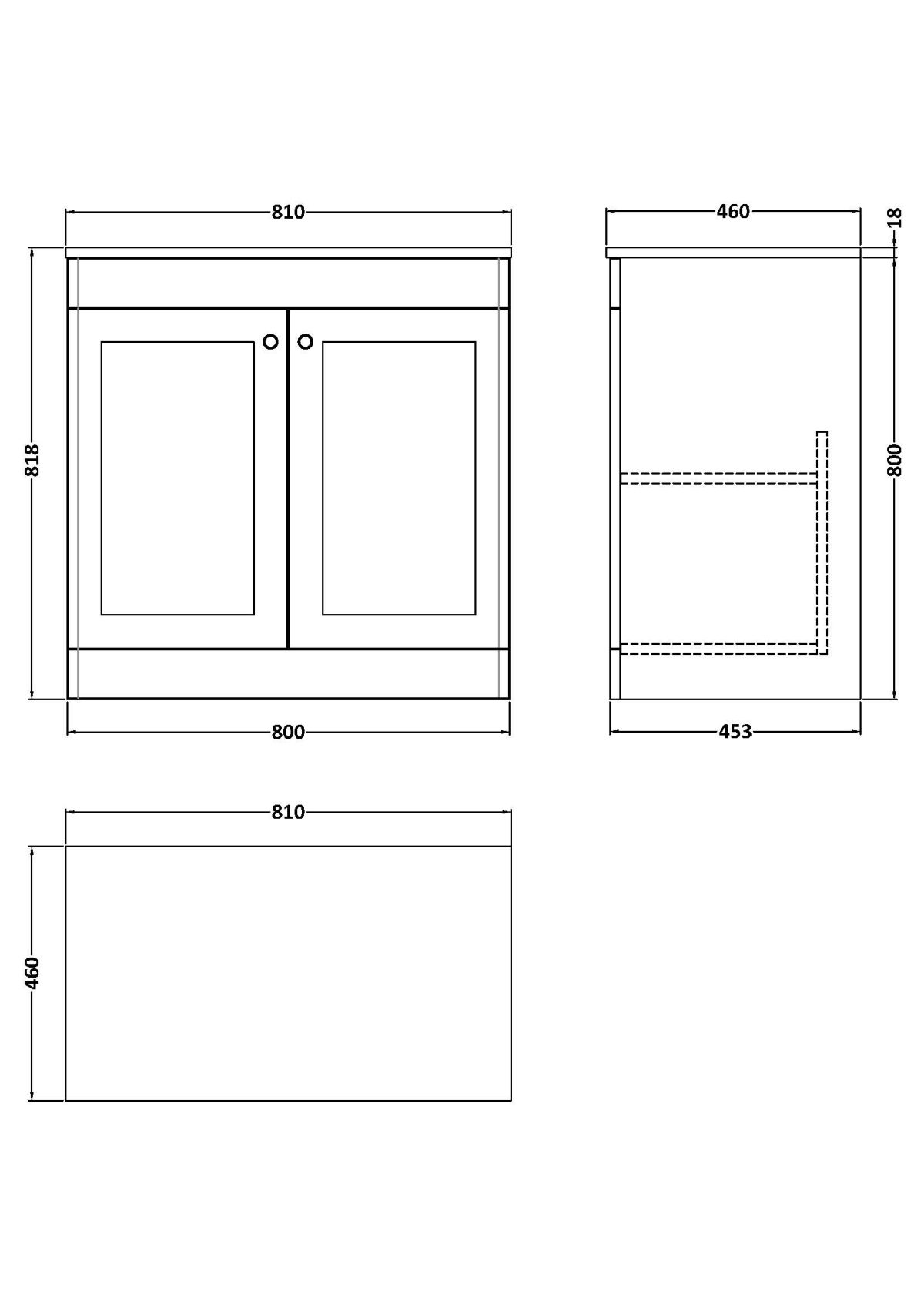800mm Floor Standing 2-Door Vanity with Marble Top - Image 2