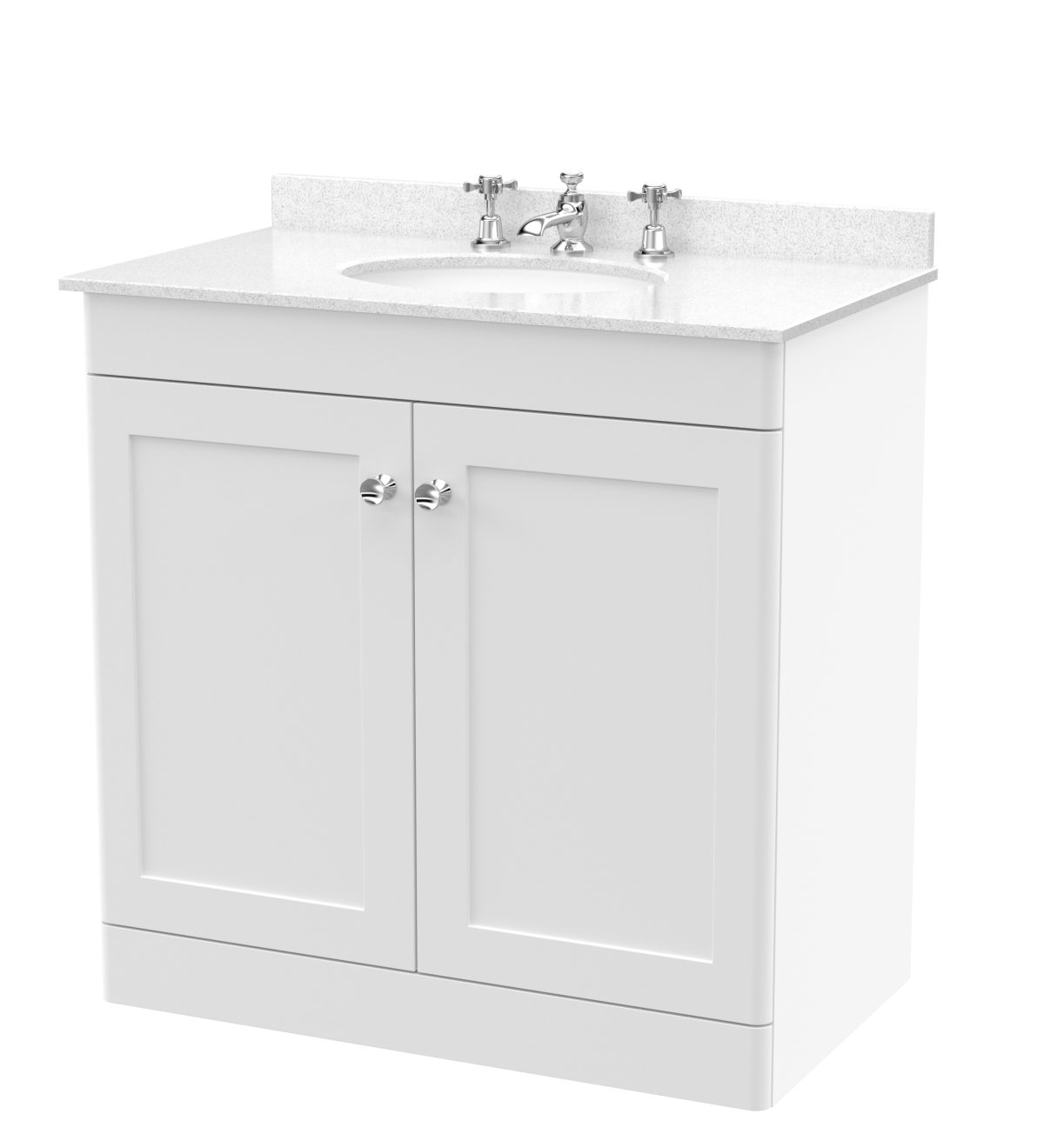 800mm Floor Standing 2 Door Vanity & Marble Top 3TH - Image 1