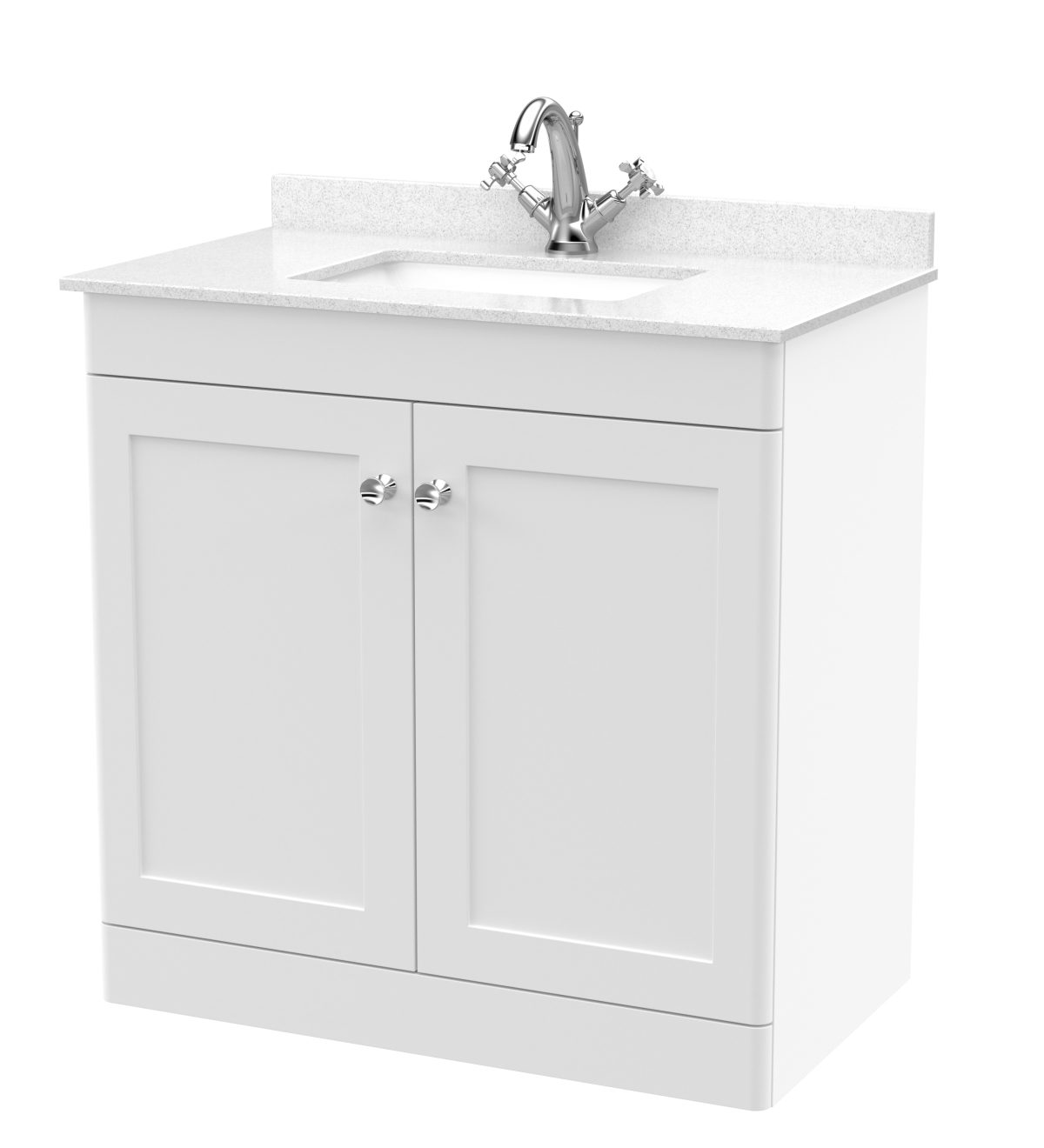 800mm Floor Standing 2 Door Vanity & Marble Top 1TH - Image 1