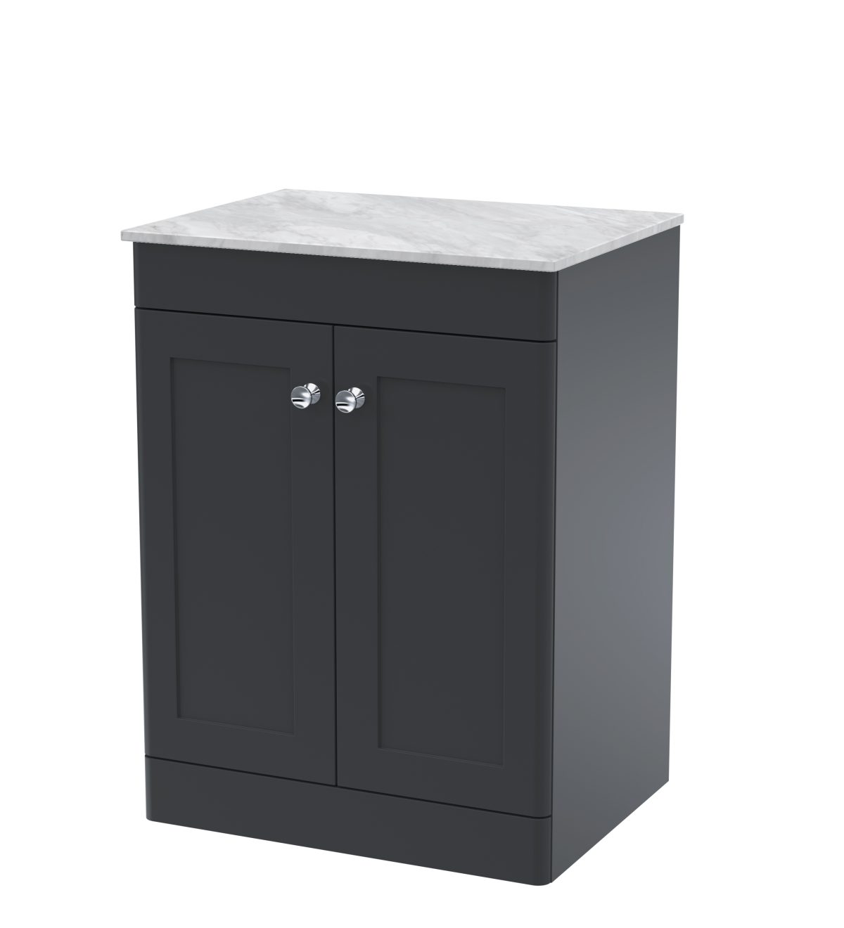 600mm Floor Standing 2-Door Vanity with Marble Top - Image 1