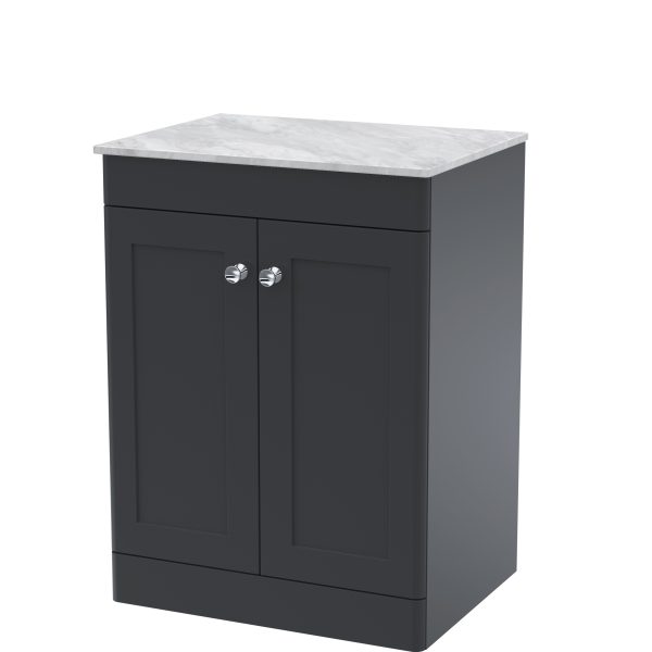 600mm Floor Standing 2-Door Vanity with Marble Top
