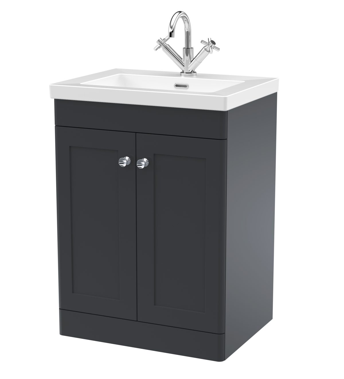 600mm Floor Standing 2-Door Vanity with Basin - 1 Tap Hole - Image 1
