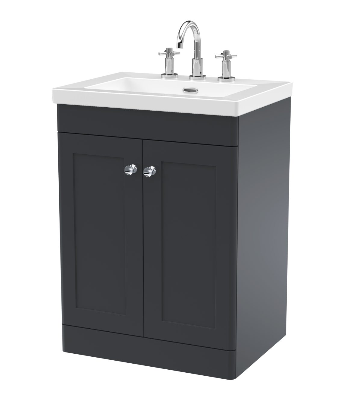 600mm Floor Standing 2-Door Vanity with Basin - 3 Tap Hole - Image 1