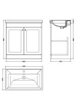 800mm Floor Standing 2-Door Vanity & Basin 1TH - Image 3