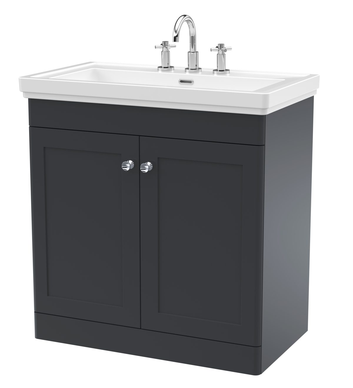 800mm Floor Standing 2-Door Vanity & Basin 3TH - Image 1
