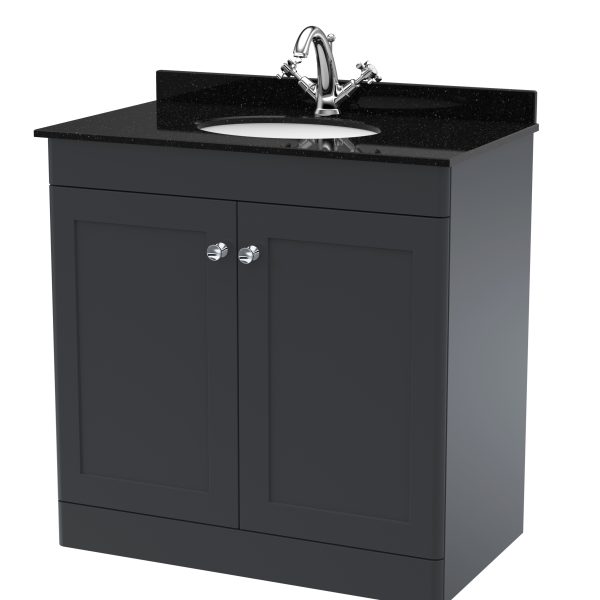 800mm Floor Standing 2 Door Vanity & Marble Top 1TH