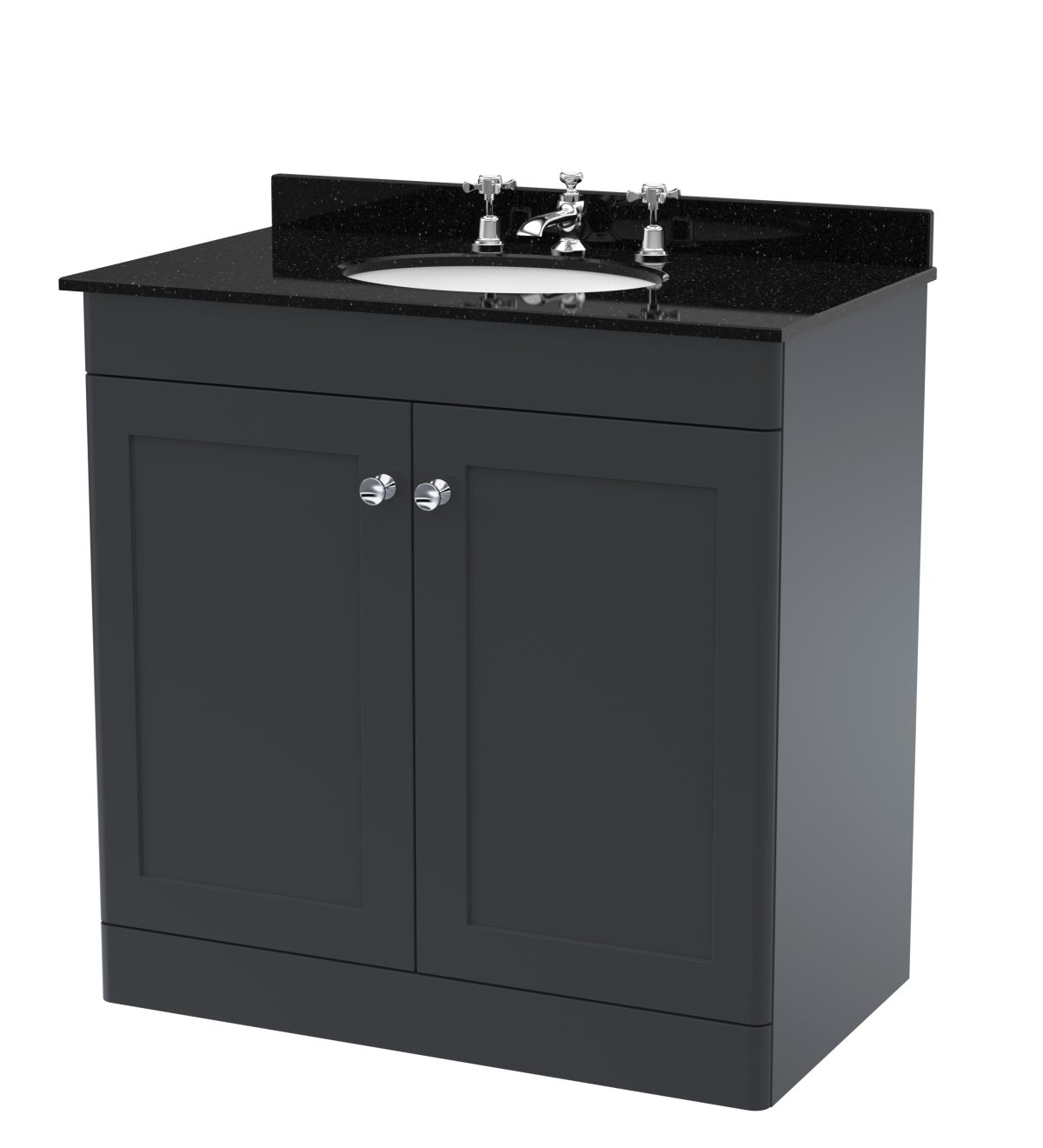 800mm Floor Standing 2 Door Vanity & Marble Top 3TH - Image 1
