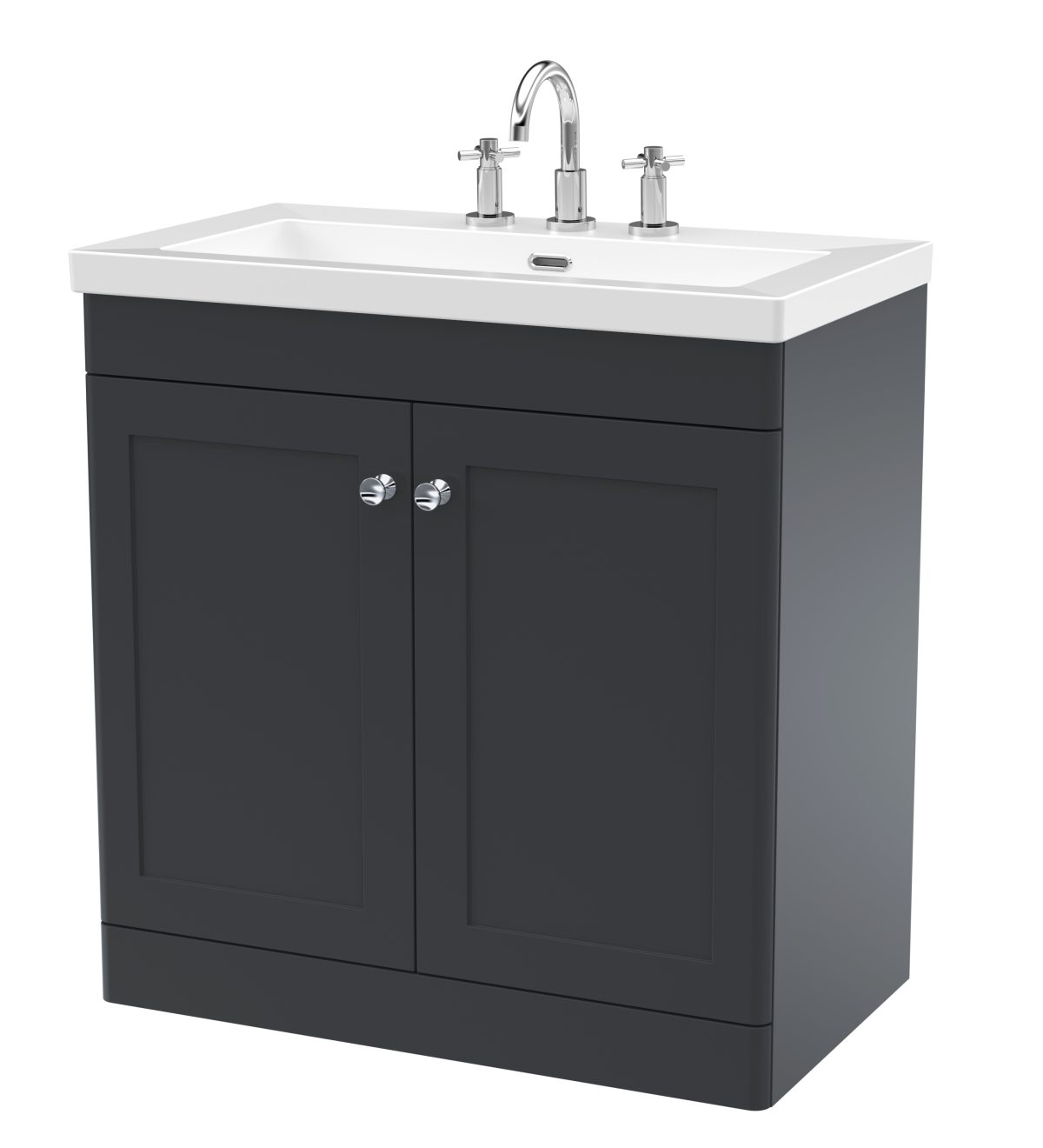 800mm Floor Standing 2-Door Vanity with Basin - 3 Tap Hole - Image 1