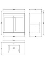 800mm Floor Standing 2 Door Vanity & Marble Top 1TH - Image 2