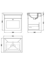 500mm Wall Hung 1 Drawer Vanity & Basin 0TH - Image 3