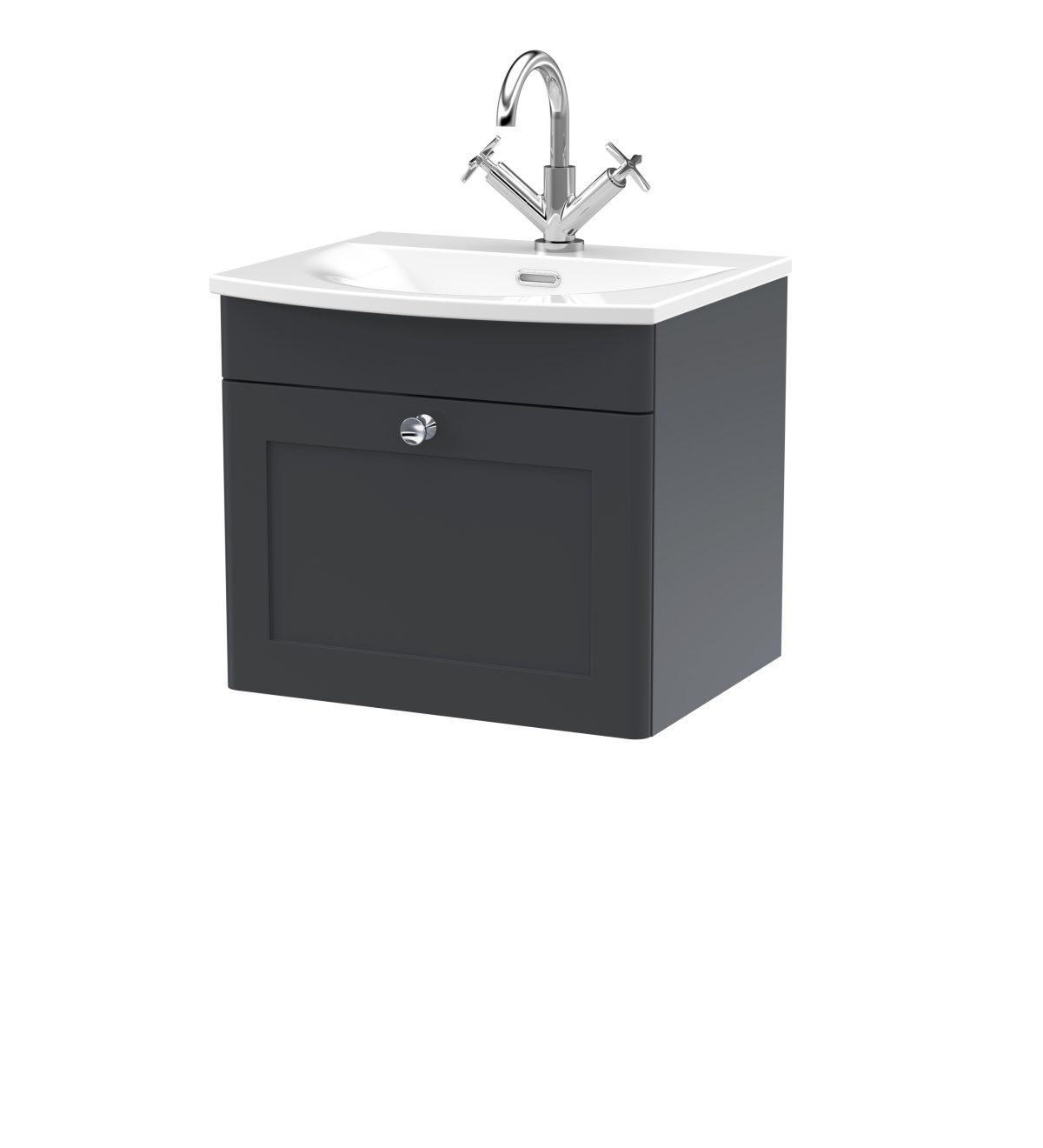 500mm Wall Hung 1-Drawer Unit & Curved Basin - Image 1