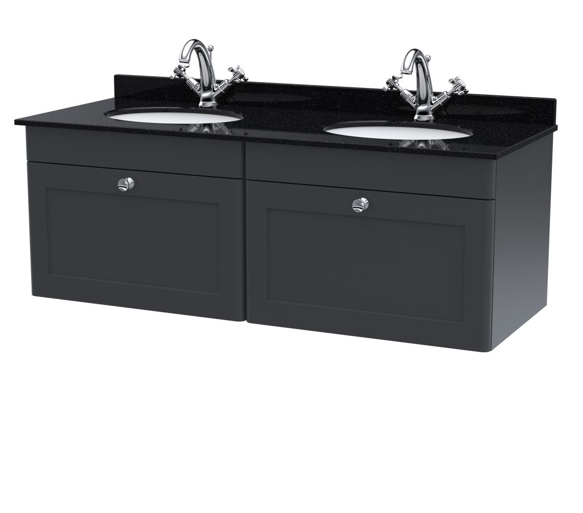 1200mm Wall Hung 2 Drawer Vanity & Marble Top - Image 1