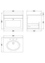 600mm Wall Hung 1 Drawer Vanity & Marble Top 3TH - Image 2