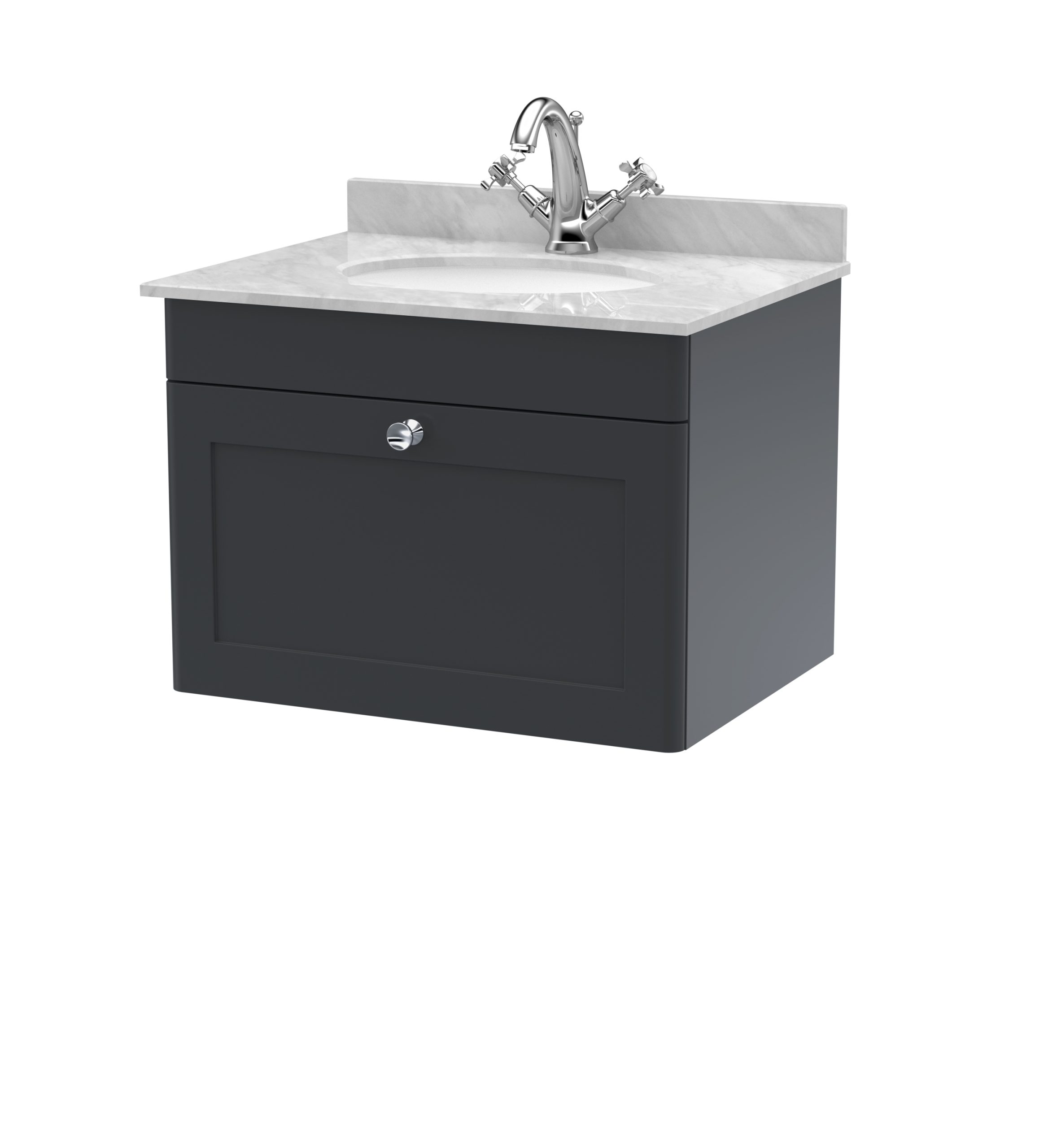 clc1494gr1_furniture_v1_co.jpg 600mm Wall Hung 1 Drawer Vanity & Marble Top 1TH - Image 1