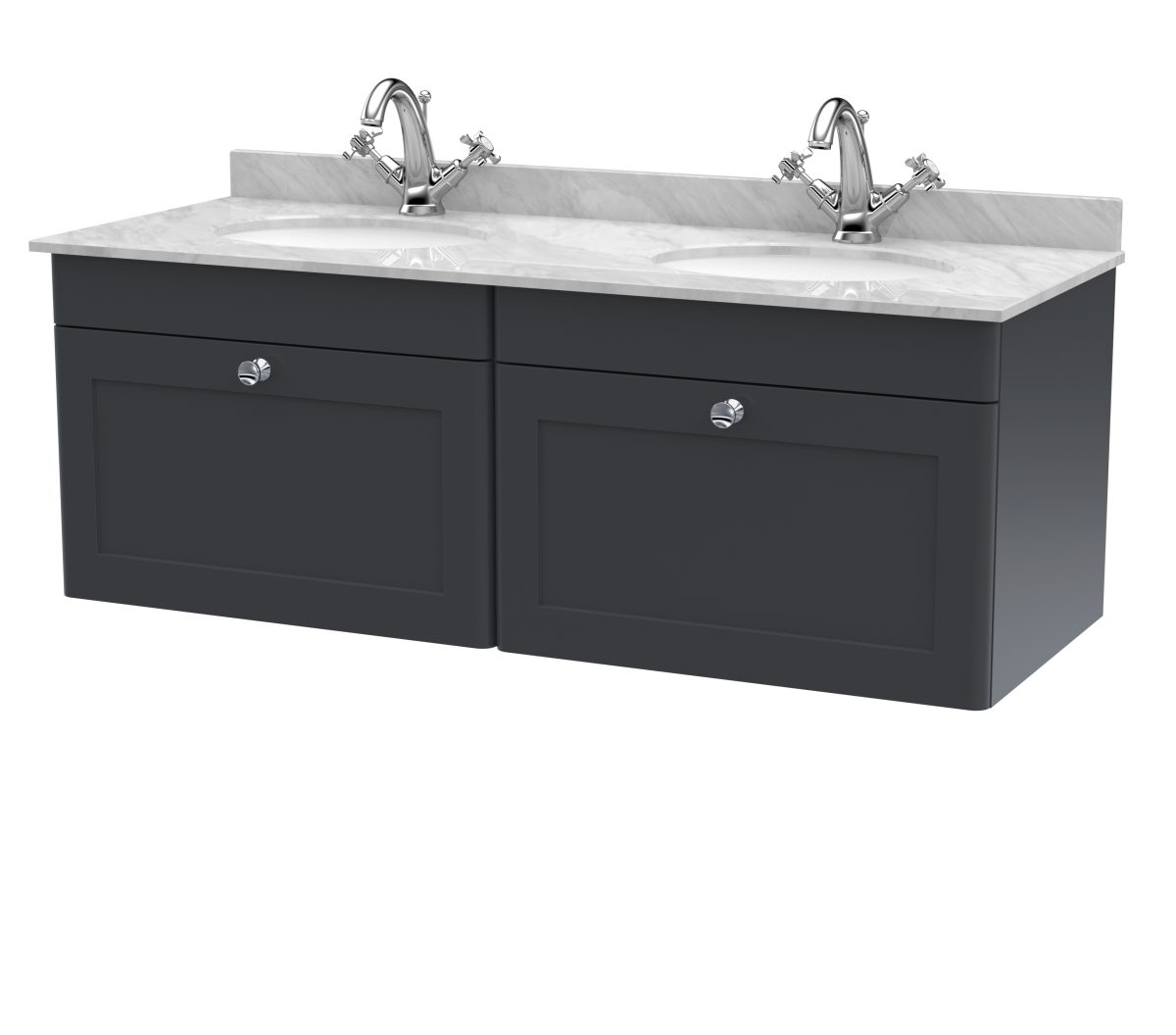1200mm Wall Hung 2 Drawer Vanity & Marble Top - Image 1