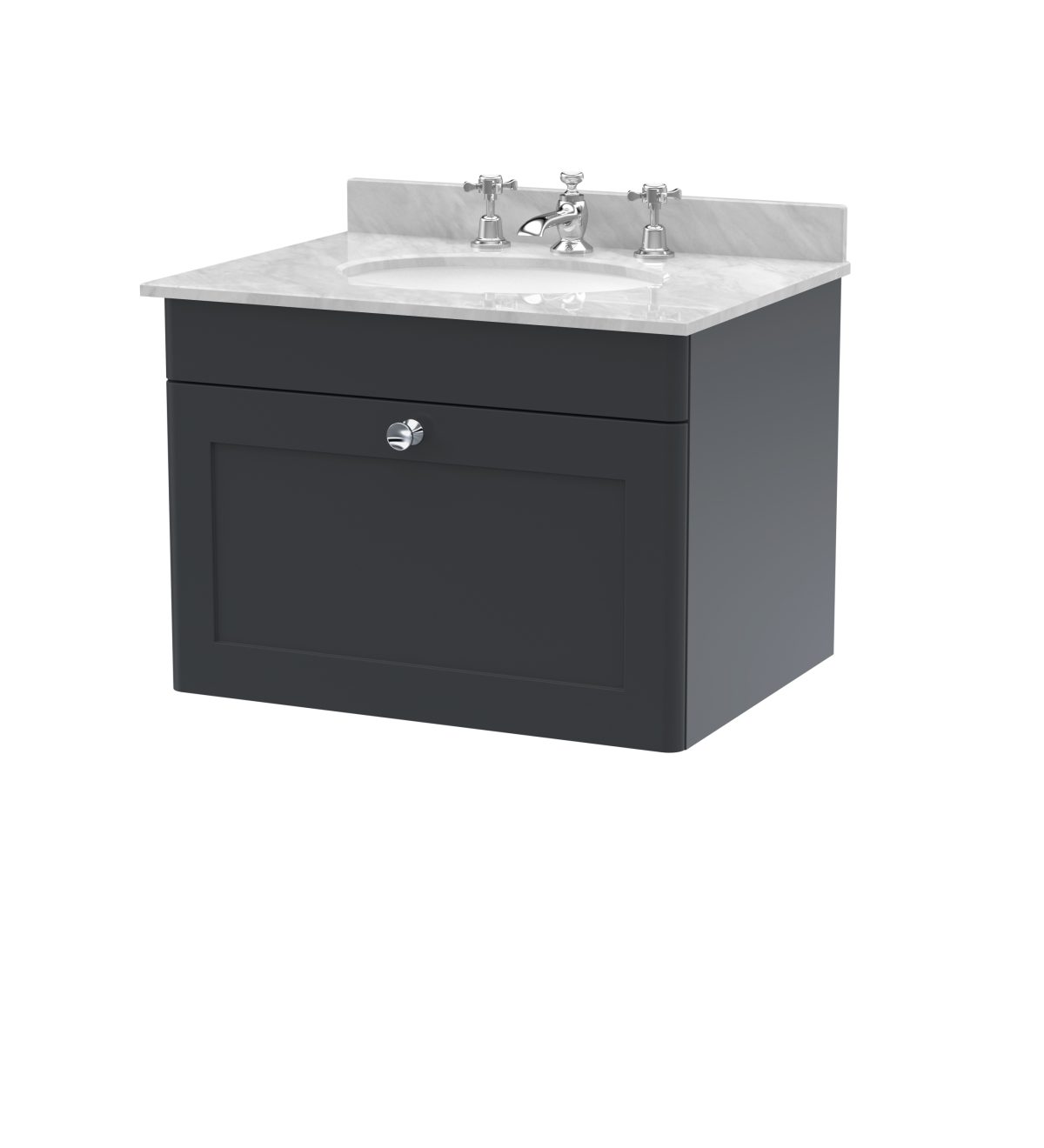 600mm Wall Hung 1 Drawer Vanity & Marble Top 3TH - Image 1
