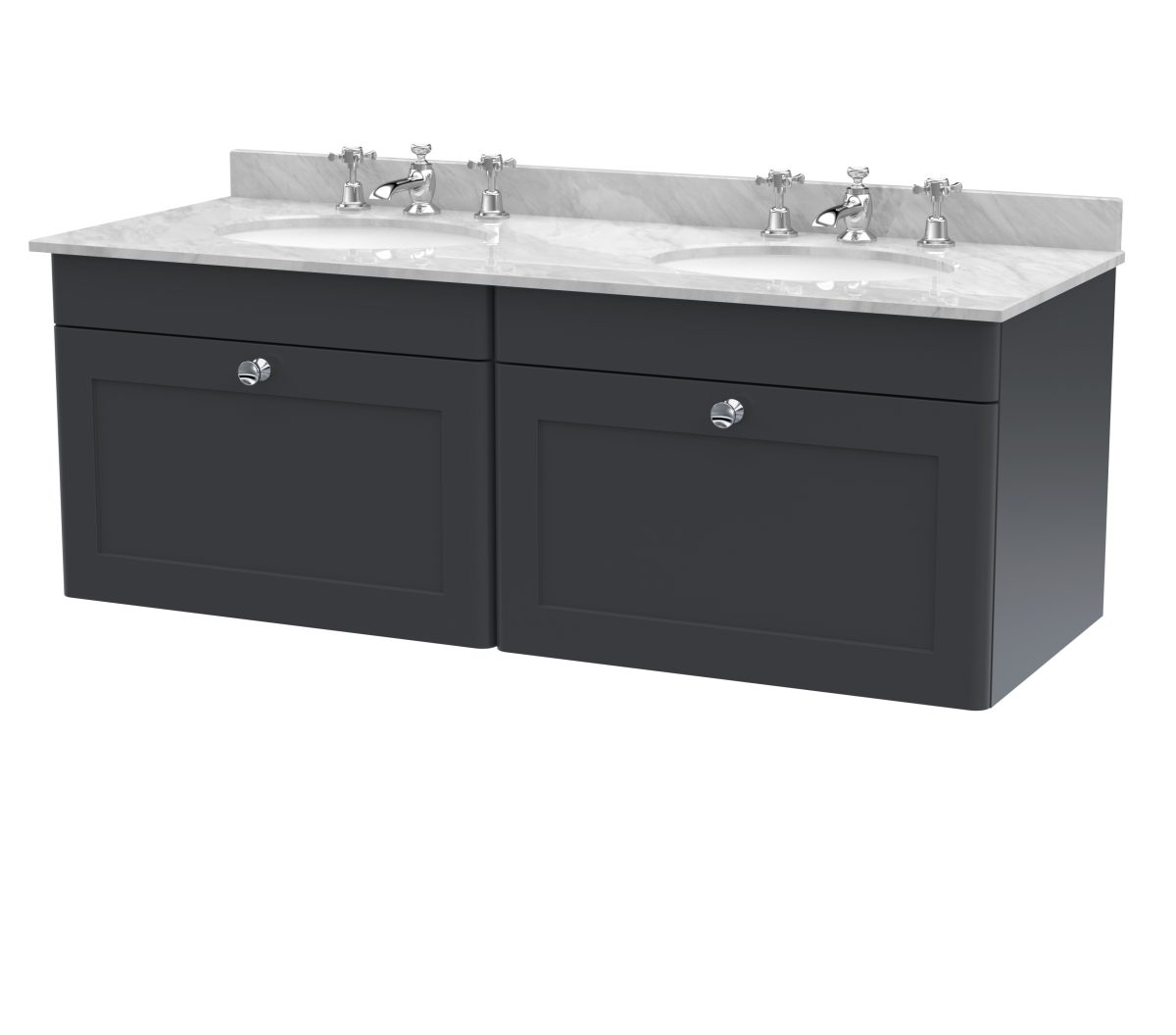1200mm Wall Hung 2 Drawer Vanity & Marble Top - Image 1