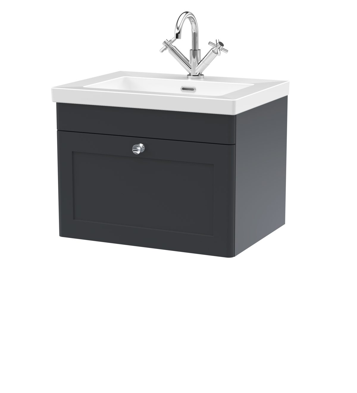600mm Wall Hung 1-Drawer Vanity with Basin - 1 Tap Hole - Image 1