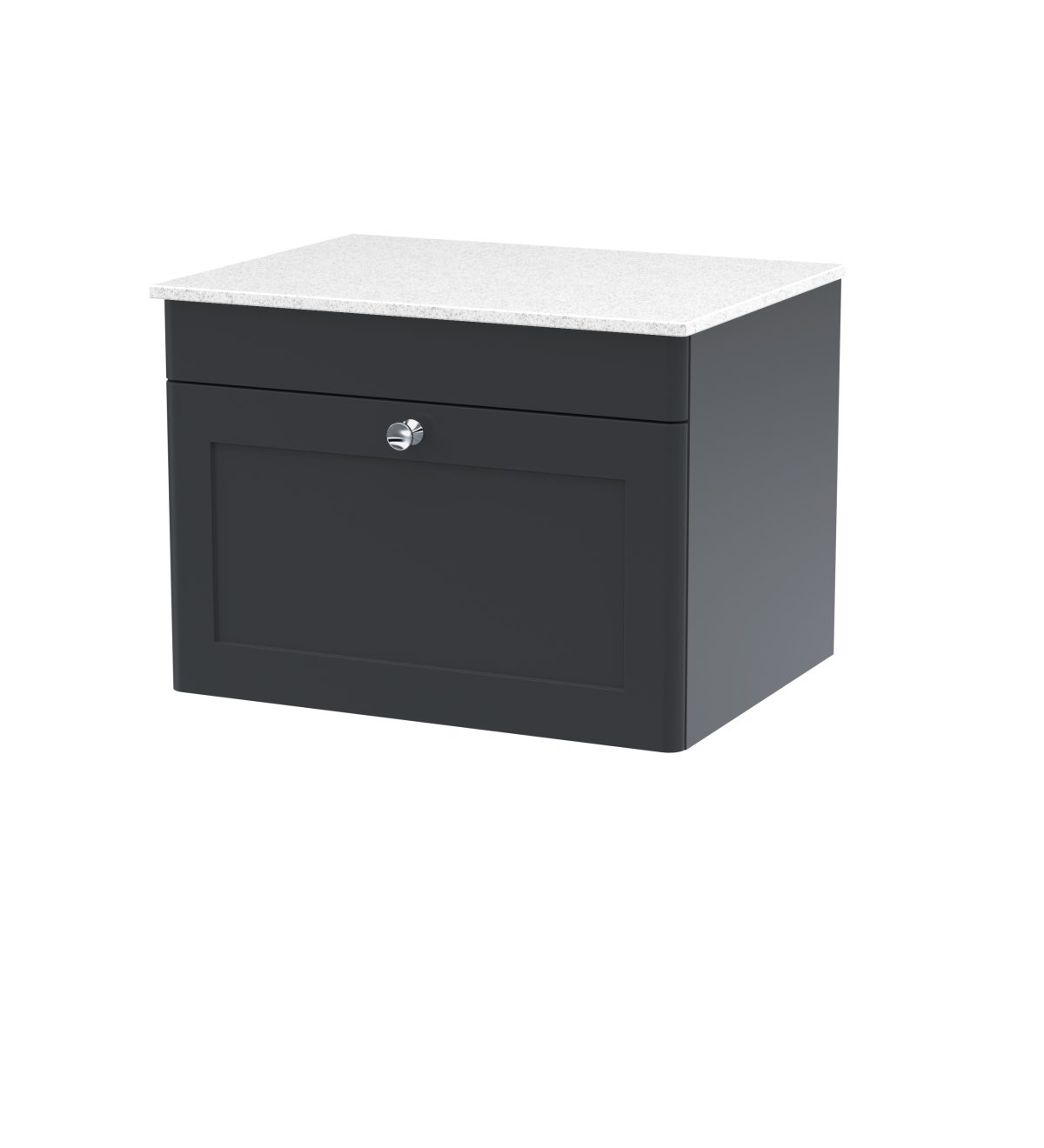 600mm Wall Hung 1-Drawer Vanity with Marble Top - Image 1