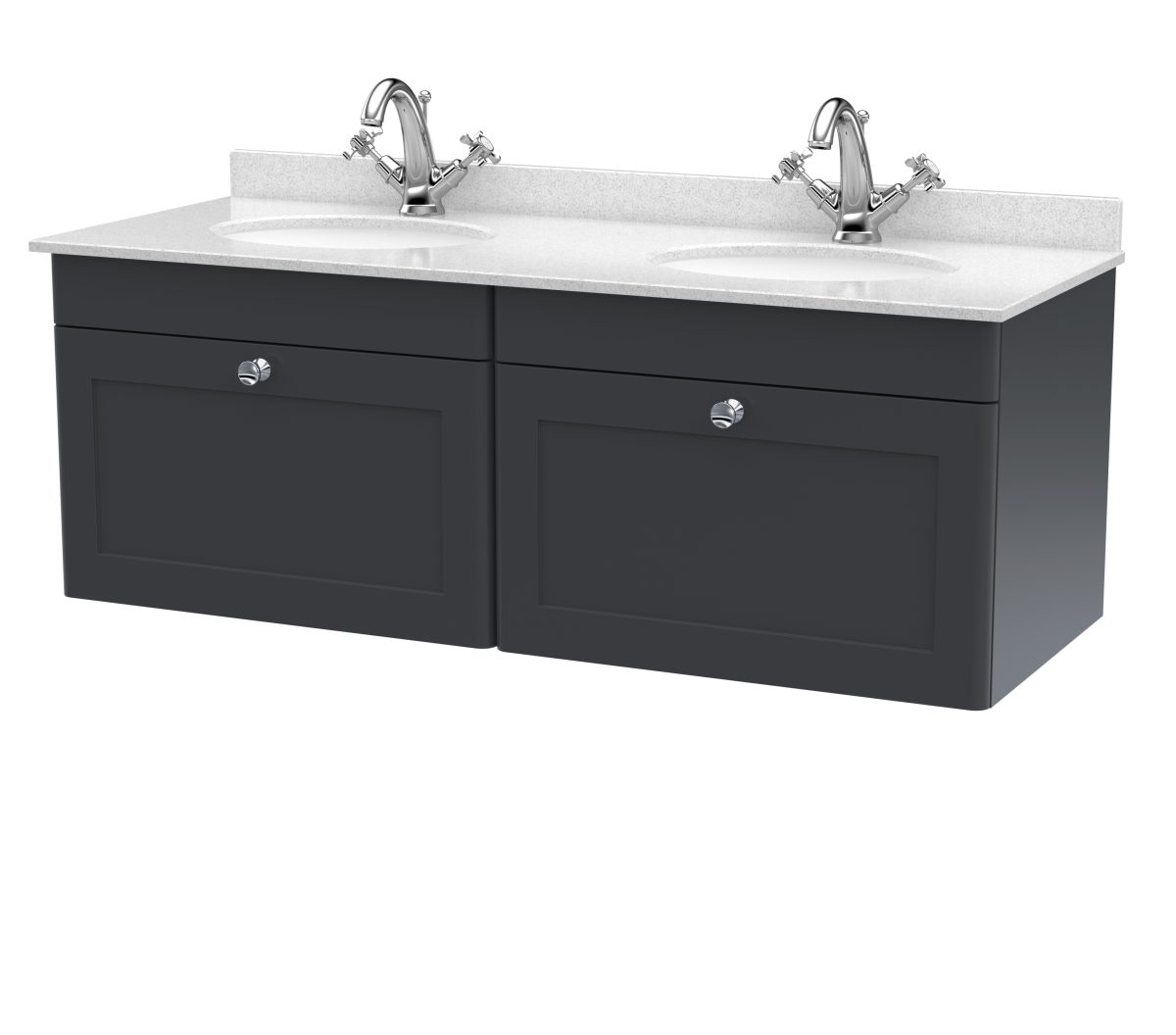 1200mm Wall Hung 2 Drawer Vanity & Marble Top - Image 1