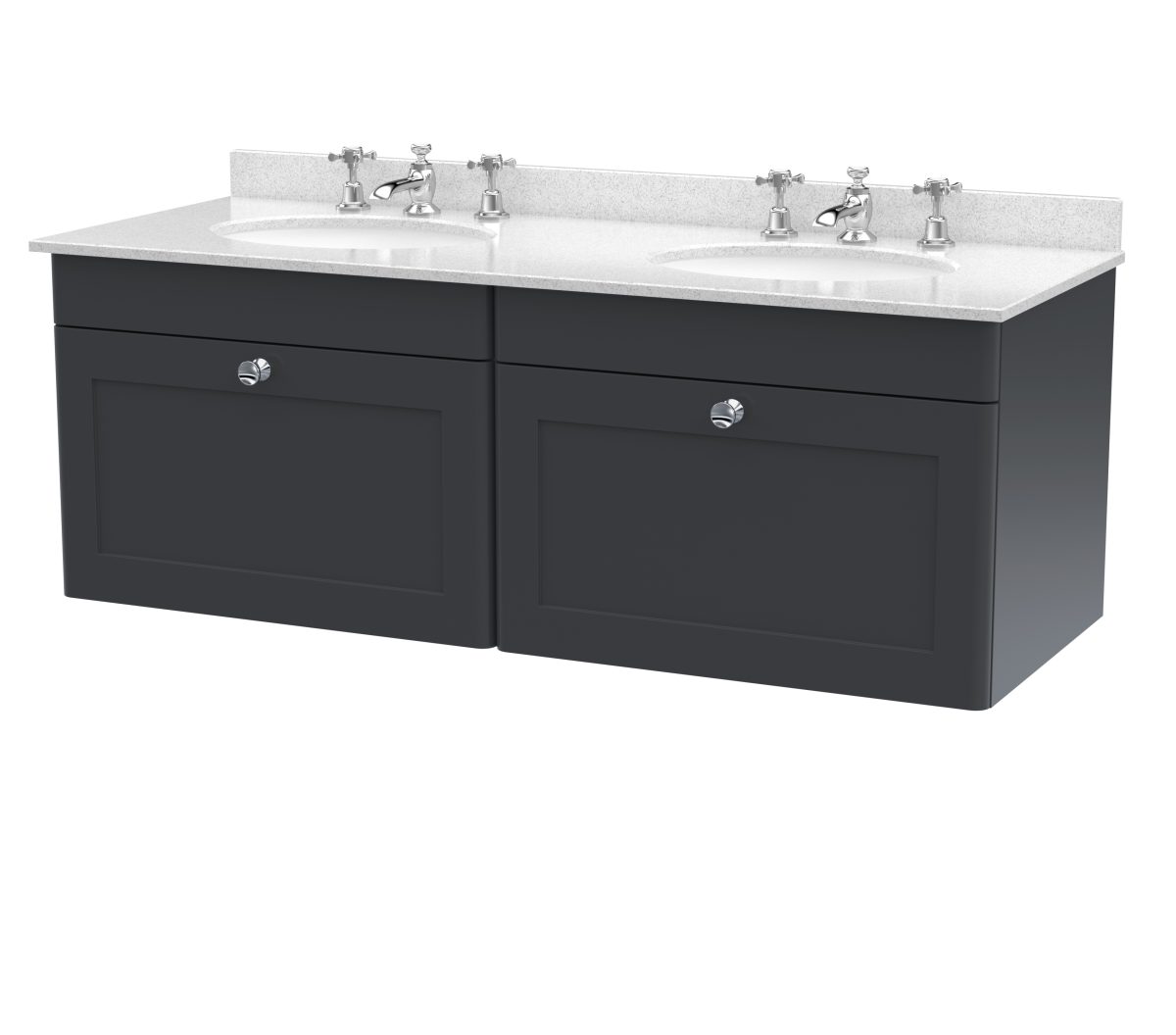 1200mm Wall Hung 2 Drawer Vanity & Marble Top - Image 1