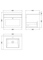 600mm Wall Hung 1 Drawer Vanity & Marble Top 1TH - Image 2