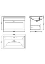 800mm Wall Hung 1-Drawer Vanity & Basin 3TH - Image 3