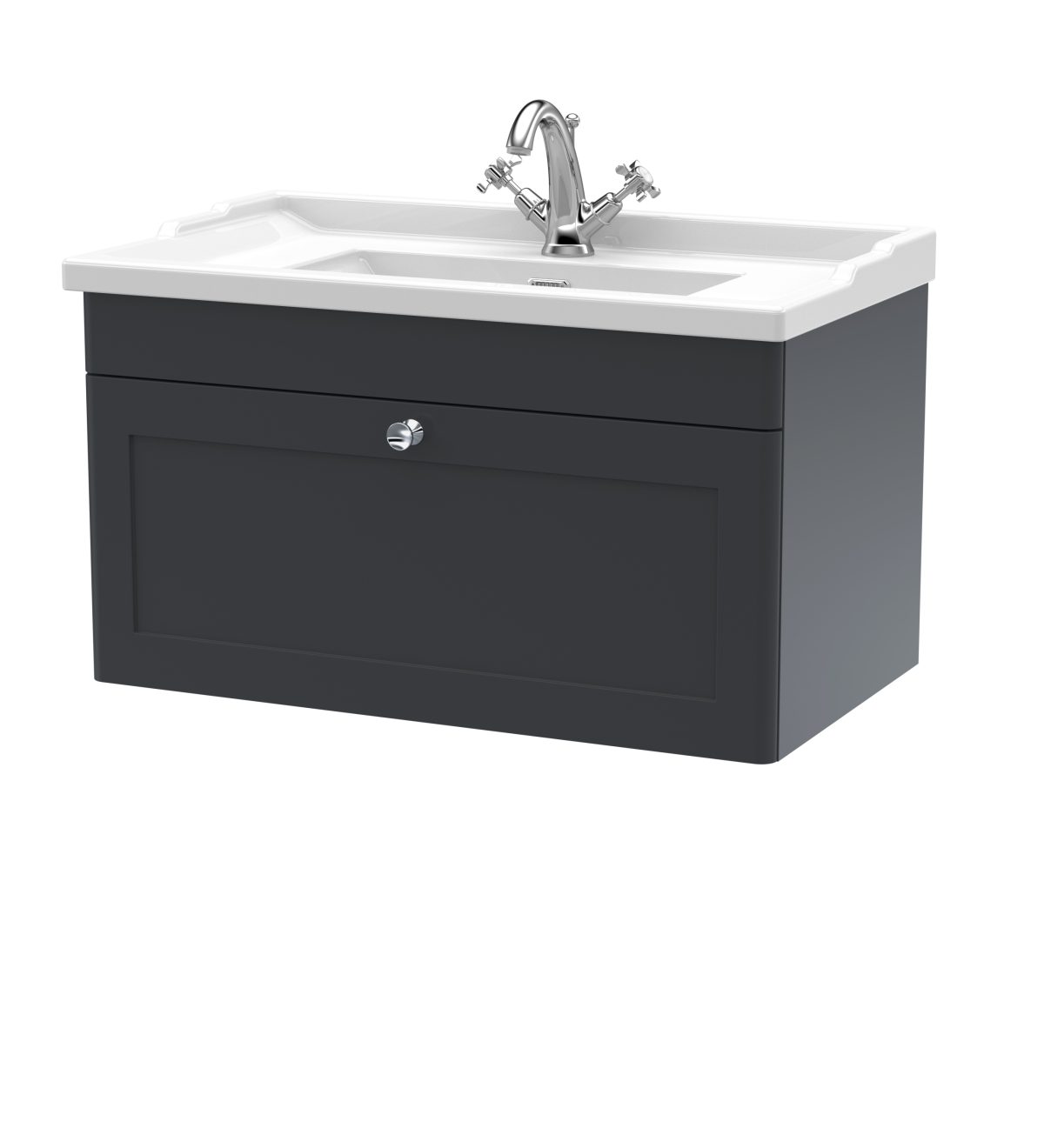 800mm Wall Hung 1 Drawer Vanity & Basin 1TH - Image 1