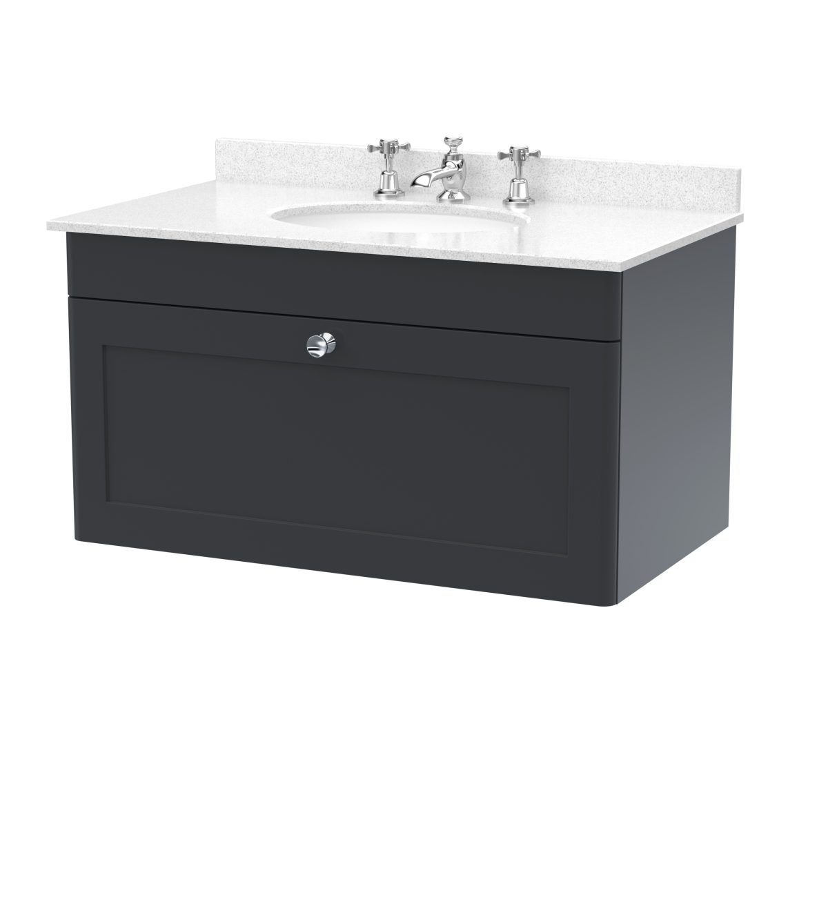 800mm Wall Hung 1 Drawer Vanity & Marble Top 3TH - Image 1