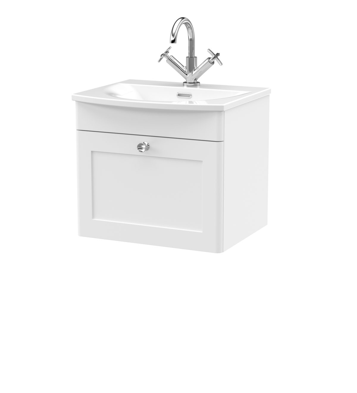 500mm Wall Hung 1-Drawer Unit & Curved Basin - Image 1