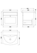 500mm Wall Hung 1-Drawer Unit & Curved Basin - Image 3
