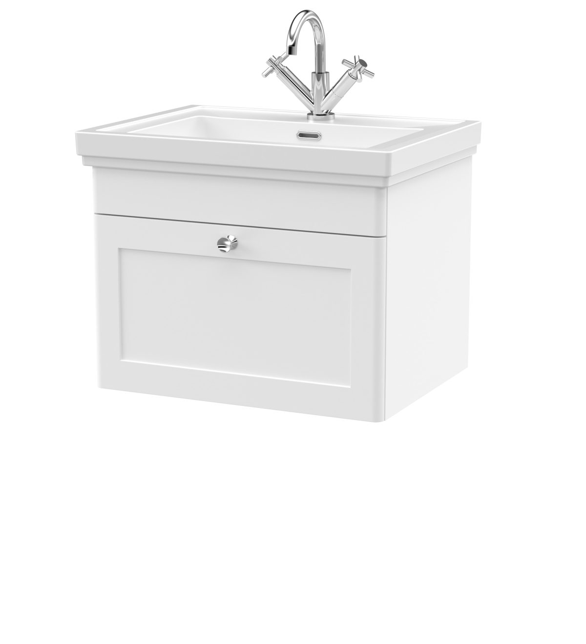 600mm Wall Hung 1-Drawer Vanity & Basin 1TH - Image 1
