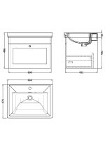 600mm Wall Hung 1-Drawer Vanity & Basin 1TH - Image 4
