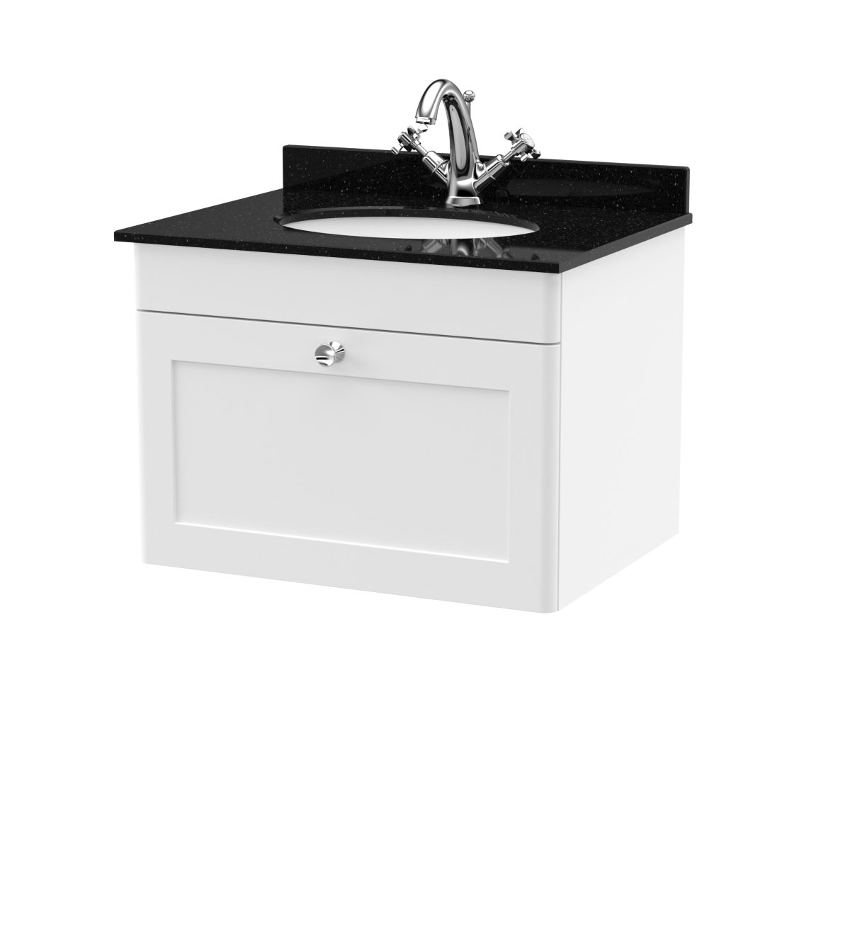 600mm Wall Hung 1 Drawer Vanity & Marble Top 1TH - Image 1