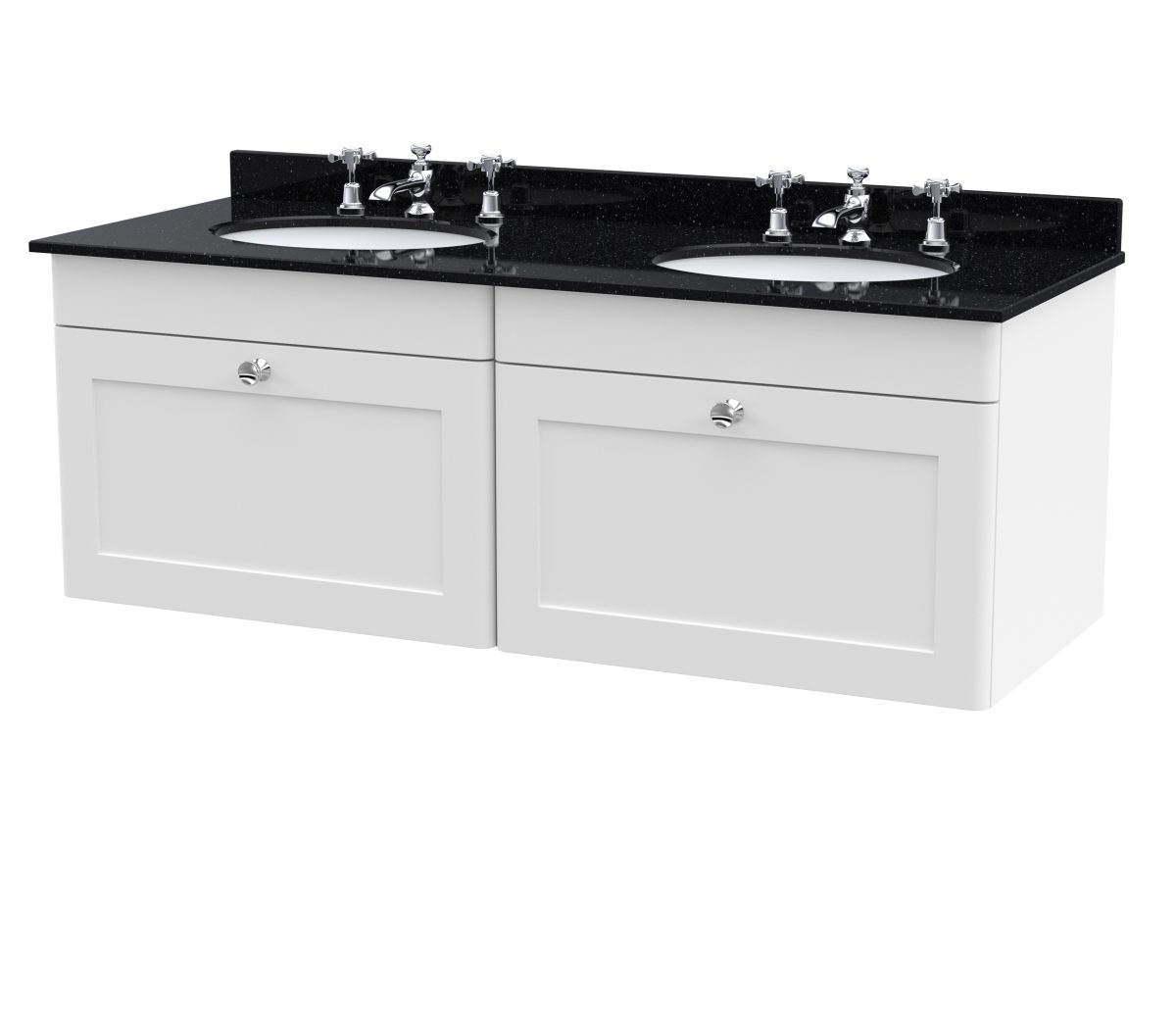 1200mm Wall Hung 2 Drawer Vanity & Marble Top - Image 1