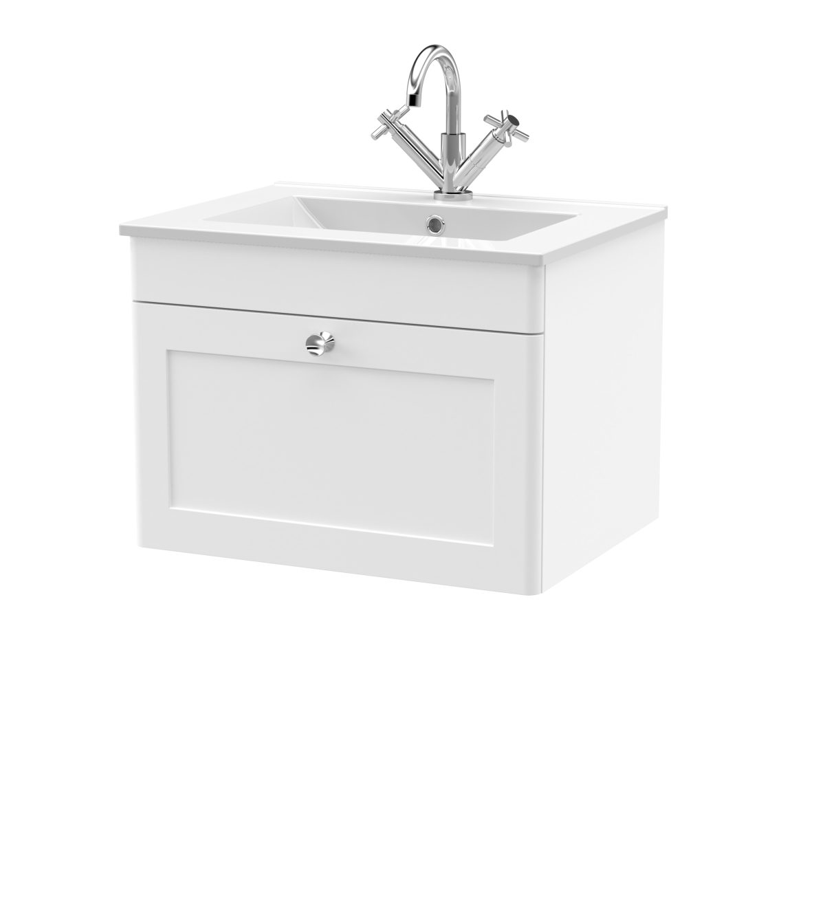 600mm Wall Hung 1-Drawer Vanity with Basin - 1 Tap Hole - Image 1