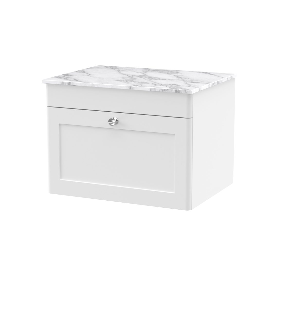600mm Wall Hung 1-Drawer Vanity with Marble Top - Image 1