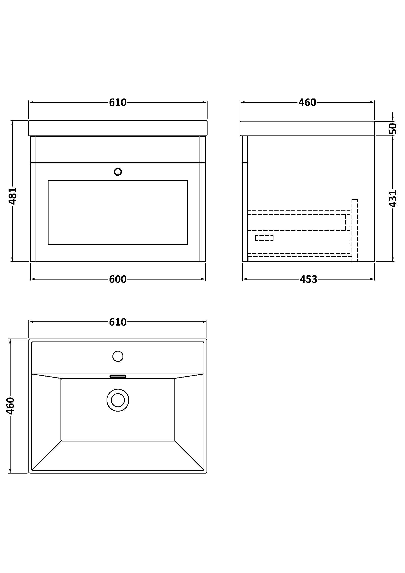 clc194e_furn_v1_ld.jpg 600mm Wall Hung 1-Drawer Vanity with Basin - 1 Tap Hole - Image 2