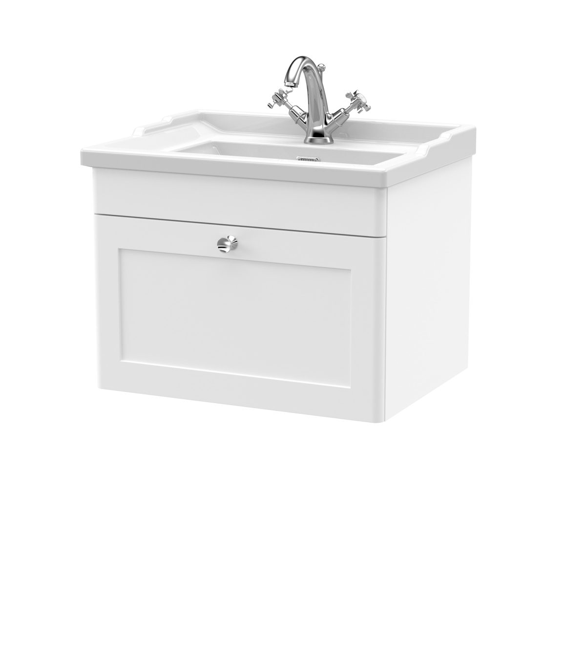 600mm Wall Hung 1 Drawer Vanity & Basin 1TH - Image 1