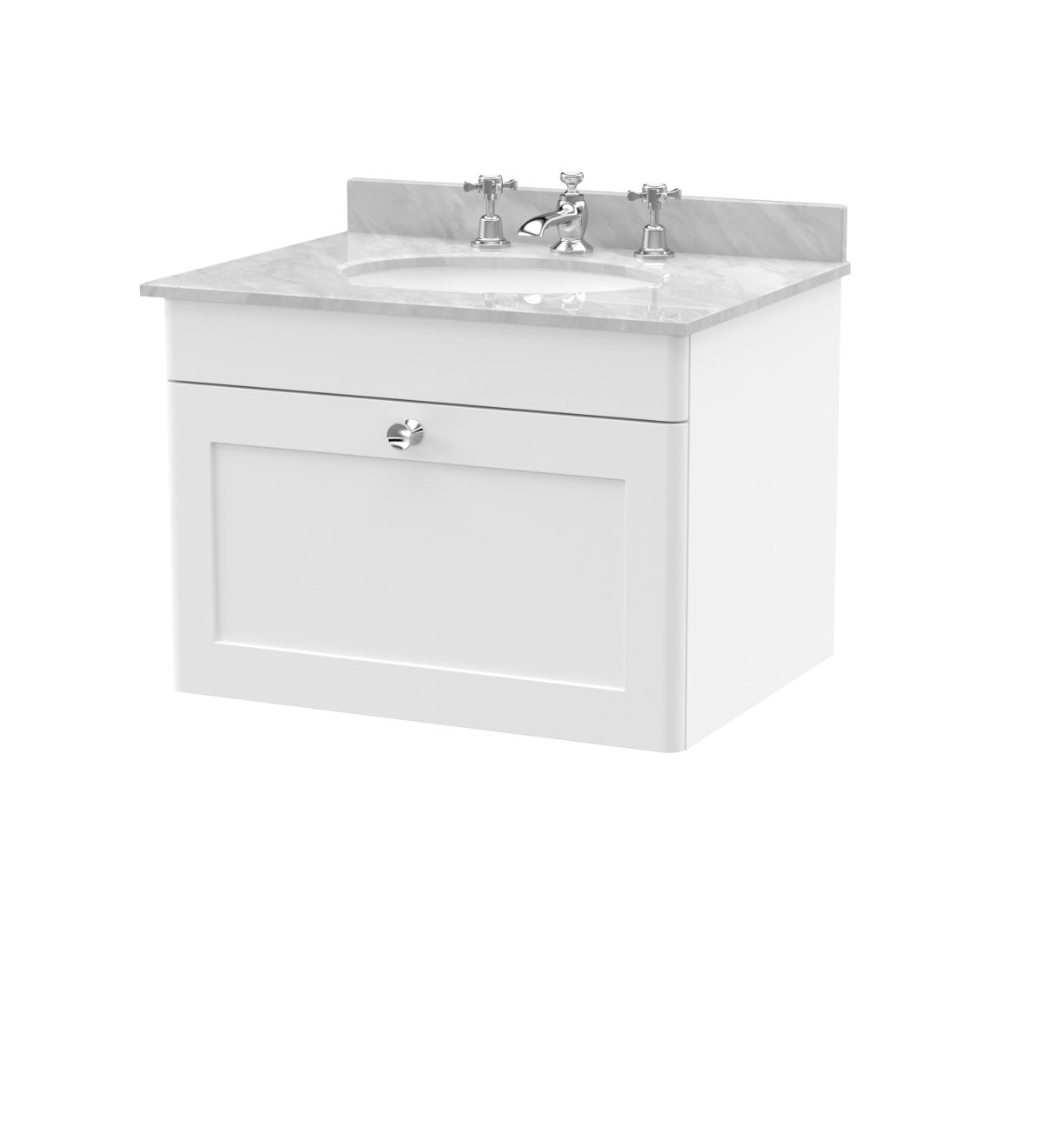 600mm Wall Hung 1 Drawer Vanity & Marble Top 3TH - Image 1