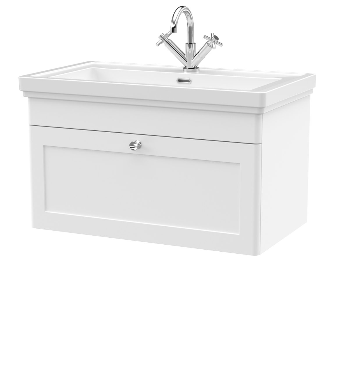 800mm Wall Hung 1-Drawer Vanity & Basin 1TH - Image 1