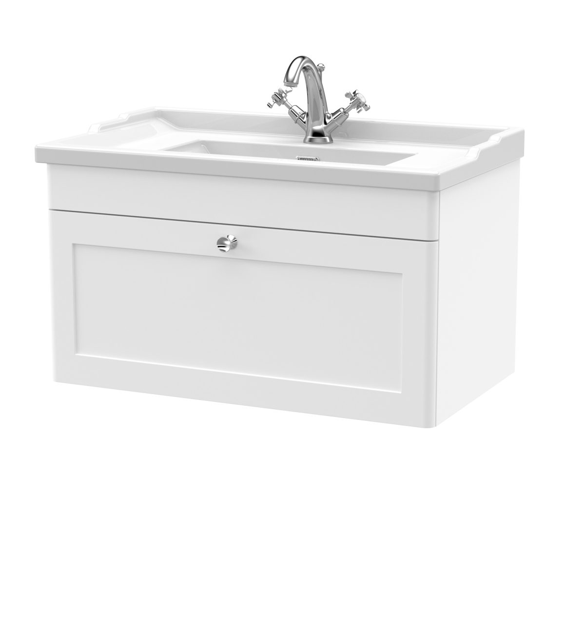 800mm Wall Hung 1 Drawer Vanity & Basin 1TH - Image 1