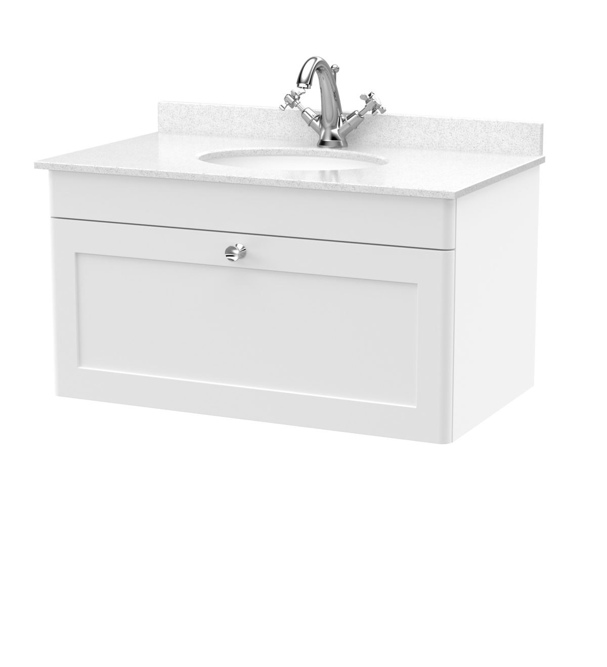 800mm Wall Hung 1 Drawer Vanity & Marble Top 1TH - Image 1