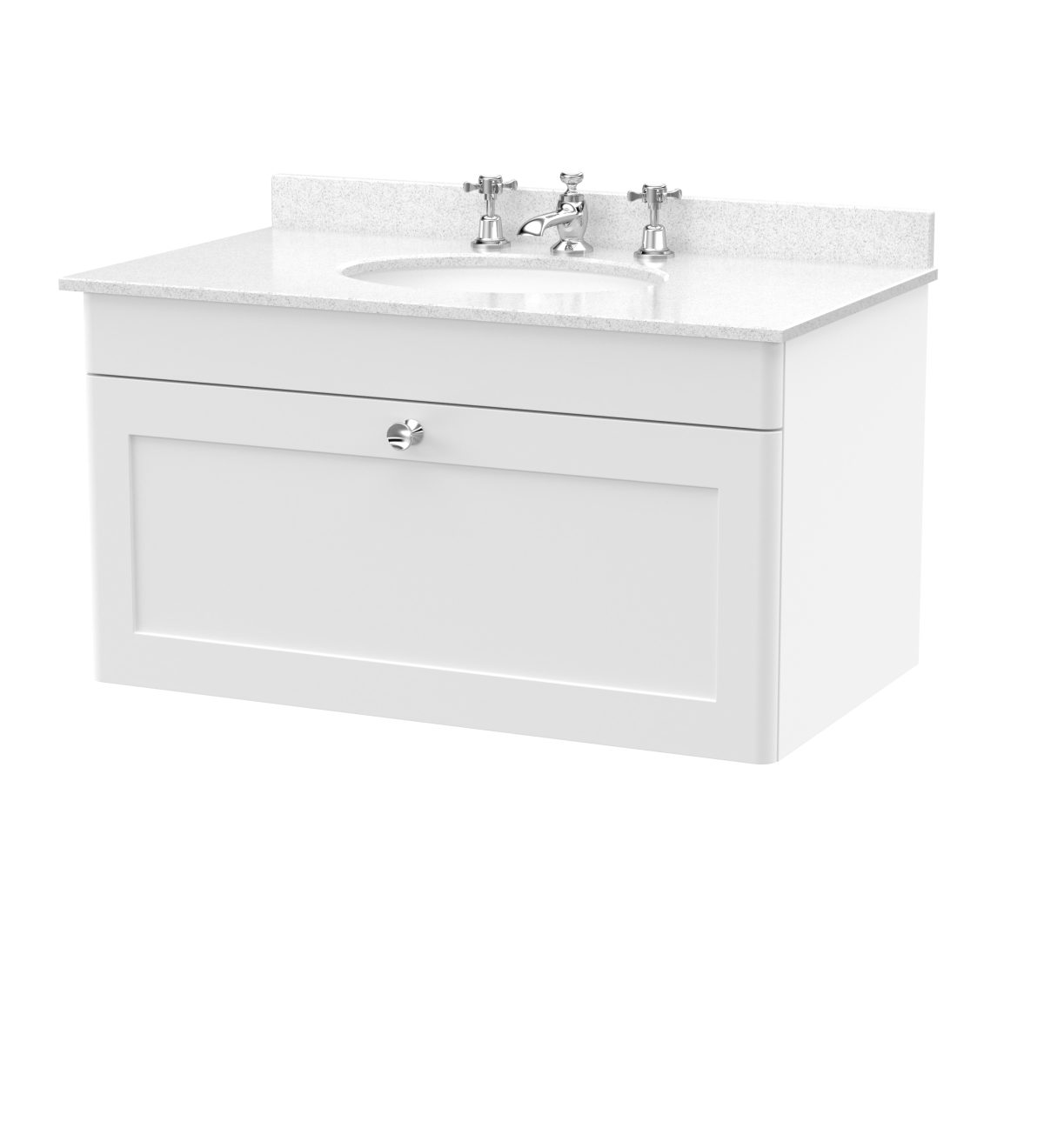 800mm Wall Hung 1 Drawer Vanity & Marble Top 3TH - Image 1