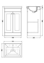 500mm Floor Standing 2-Door Vanity & Basin 3TH - Image 3