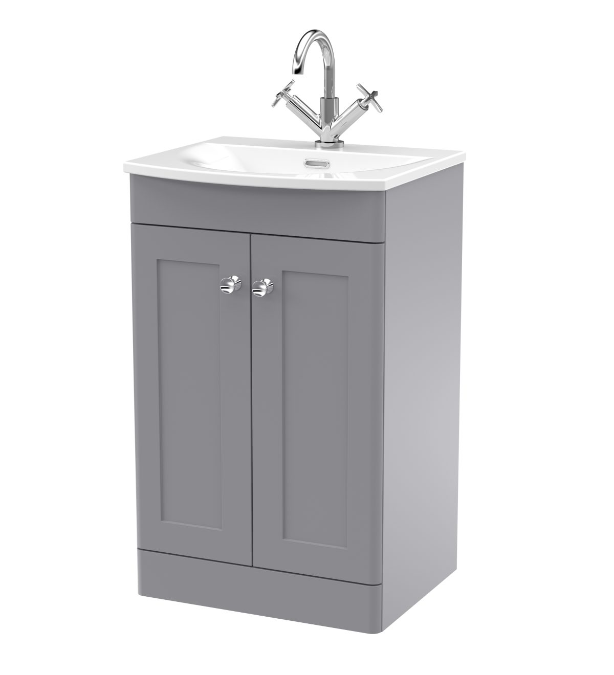 500mm Floor Standing 2-Door Unit & Curved Basin - Image 1