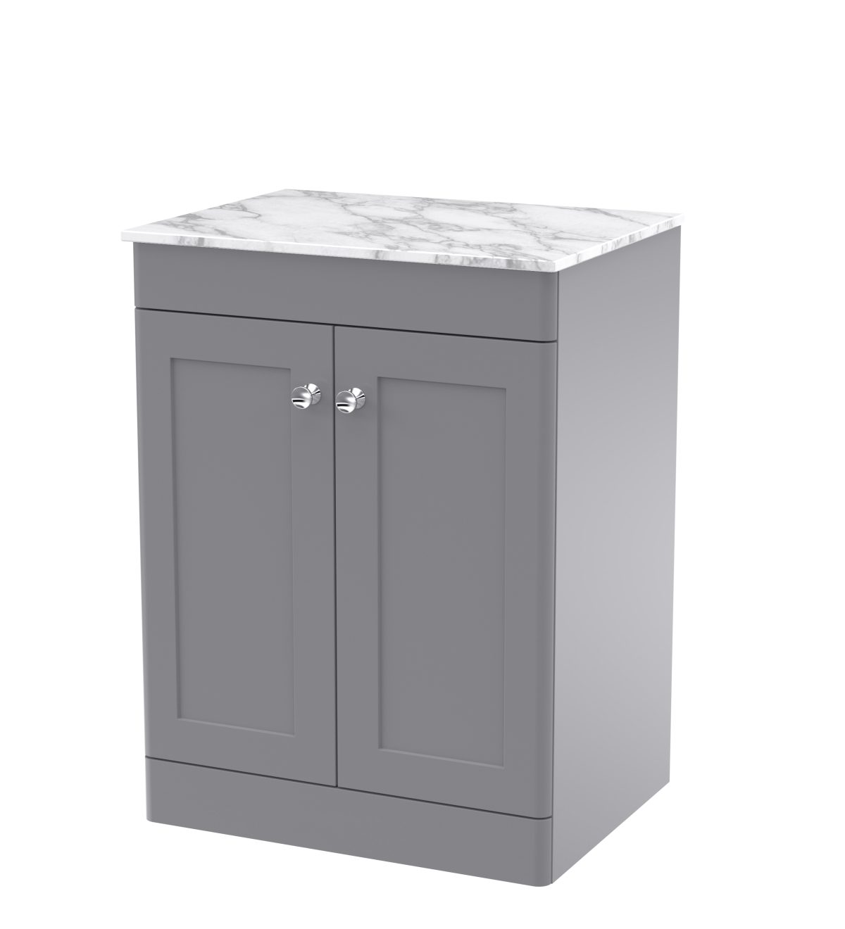 600mm Floor Standing 2-Door Vanity with Marble Top - Image 1