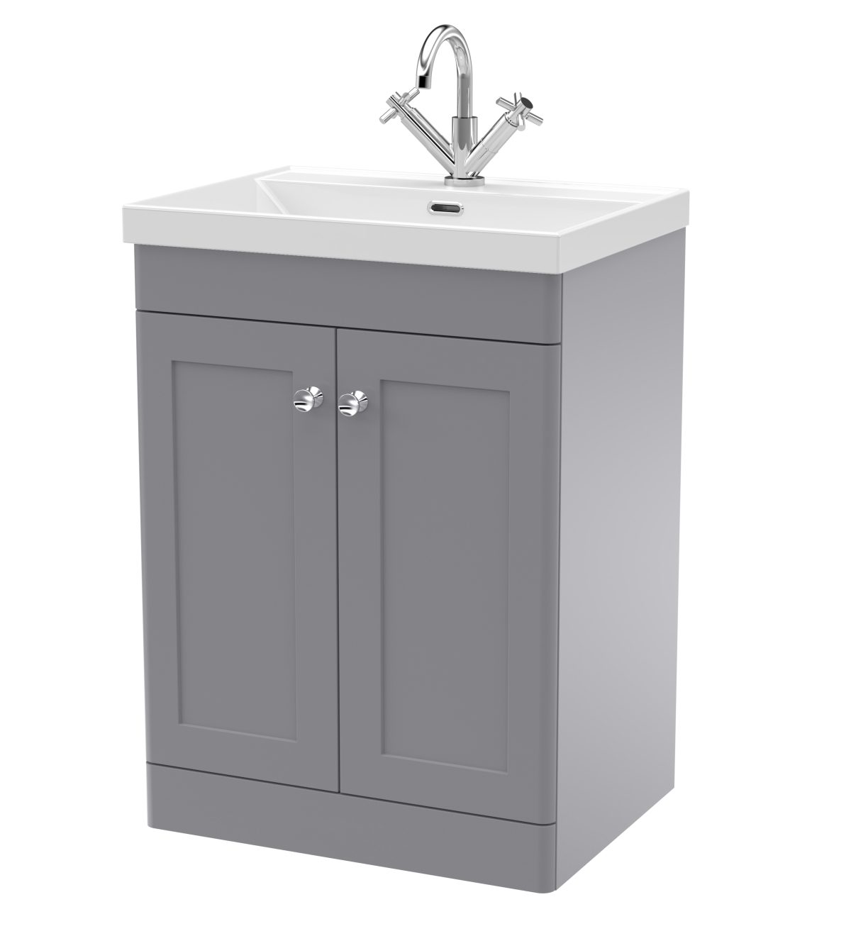 600mm Floor Standing 2-Door Vanity with Basin - 1 Tap Hole - Image 1