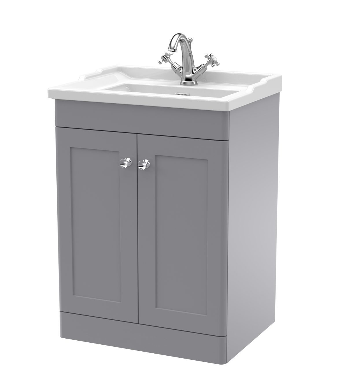 600mm Floor Standing 2 Door Vanity & Basin 1TH - Image 1